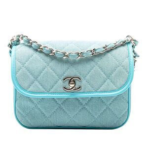 Chanel Small Cc Quilted Denim Messenger Flap